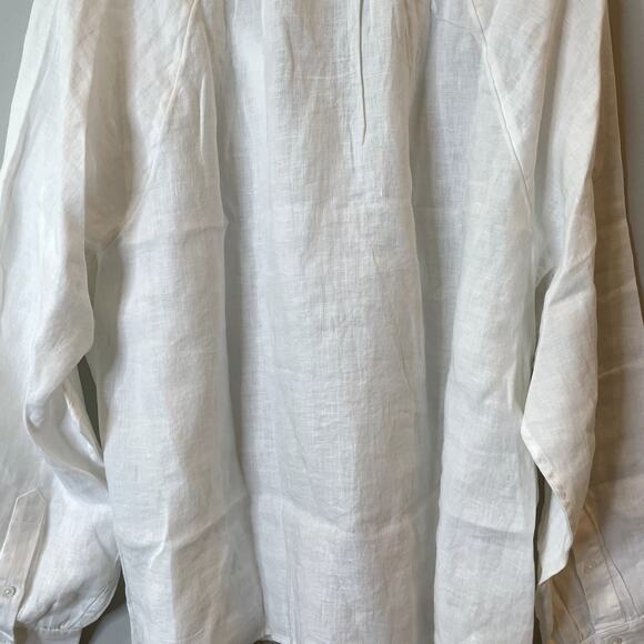 J.Crew Cabana Top Linen Shirt Breathable Date Vacation Trip Plus CI542 White 2X - Picture 11 of 16